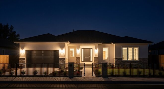 Modern house exterior night