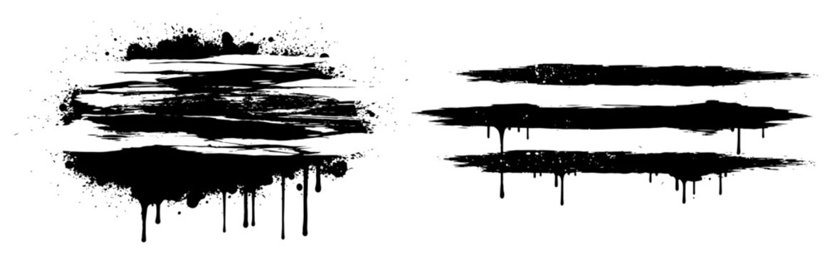Horizontal brush strokes and paint slashes in ink splatter style