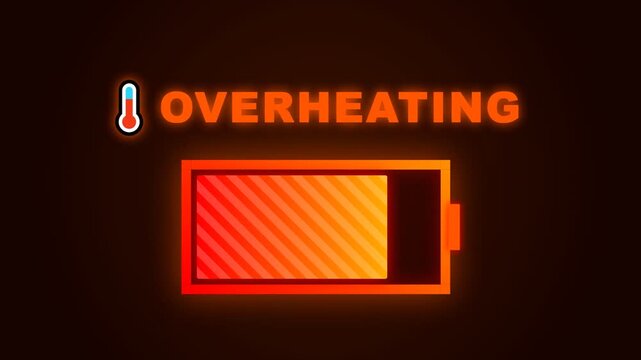 Overheating battery warning symbol graphic.