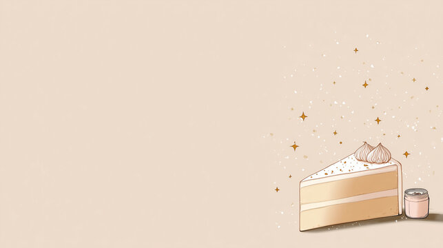Cute Minimalist Cake Illustration Wallpaper