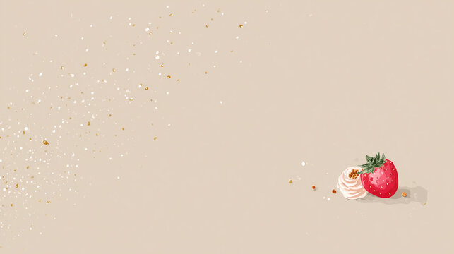 Minimalist Strawberry Whipped Cream Illustration Background Wallpaper