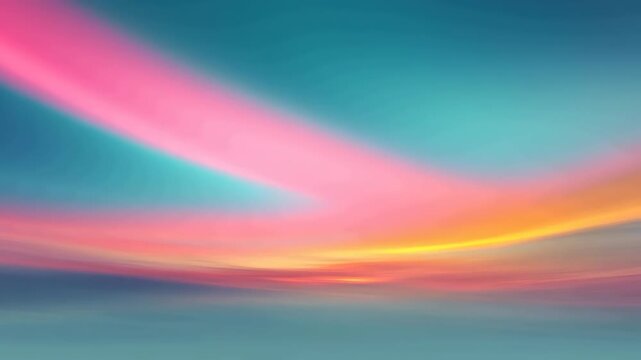 Soft sunrise gradient pastel hues with dynamic sky, vibrant pink, orange, blue, and yellow clouds blending smoothly for tranquil dreamy morning