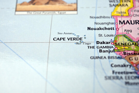Cape Verde Highlighted on World Map with Soft Blurred Background for Geographic Focus