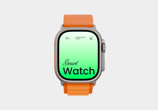 Smart Watch Ultra Mockup Orange Band