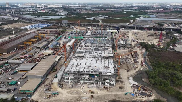 Hyperscale Data Center Construction Chon Buri Thailand Aerial