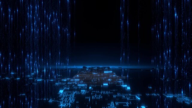digital techno code rain background in motion loop animated
