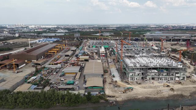 Hyperscale Data Center Construction Chon Buri Thailand Aerial