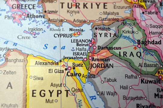 Israel Close Up Bokeh World Map Macro Defocused Geographic Image