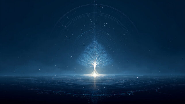 Spiritual and Mystical Tree Illustration Wallpaper