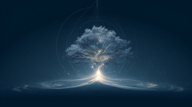 Spiritual and Mystical Tree Illustration Wallpaper