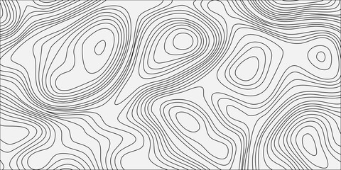 Abstract topographic map background with grey contour lines on white, seamless pattern for terrain cartography design. minimalist vector illustration, geographic terrain, elevation, relief mapping © Creative Lis