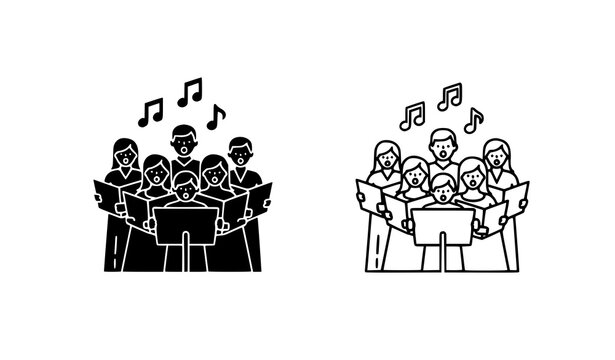 Choir singing icon &ndash; group vocal performance vector illustration