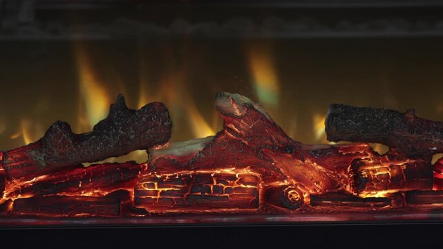 Glowing Wood Logs Electric Fireplace Insert Mimic Burning Fire in Living Room