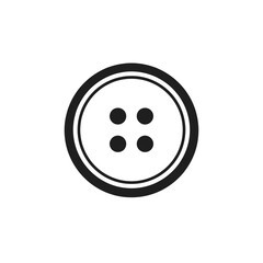 Fototapeta premium Simple Black and White Icon of a Round Button with Four Holes, Ideal for Sewing, Clothing Design, Crafting, and UI Elements - Versatile Vector Graphic for Digital and Print Applications