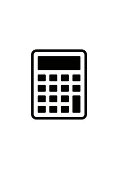 Black icon of a calculator with a digital display and numerical keypad, ideal for representing calculations, mathematics, accounting, financial tools, or digital productivity.
