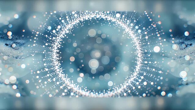 A Continuously Cycling Digital Backdrop of Softly Blurred Cyan and Azure Specks and Dots