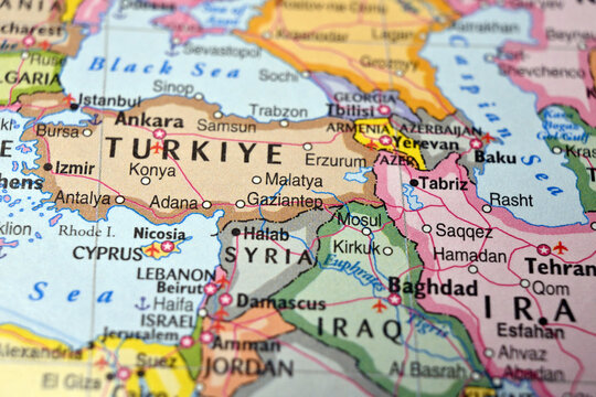 Malatya Location on World Map in Turkey with Soft Blurred Background