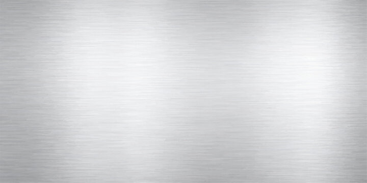 Industrial brushed silver metallic texture with a shiny stainless steel surface design on an aluminum plate backdrop for a sleek grey metal sheet wallpaper