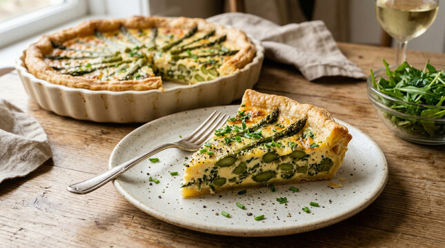 sliced asparagus tart