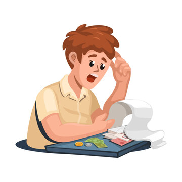 Man Shocked by High Bills and Expenses Financial Problem Illustration Vector