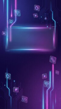YouTube Shorts Tech Review Background with Neon Accent for Gadget and Software Content 2026