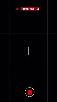 Vertical Camera recording screen interface overlay and running timer 4k