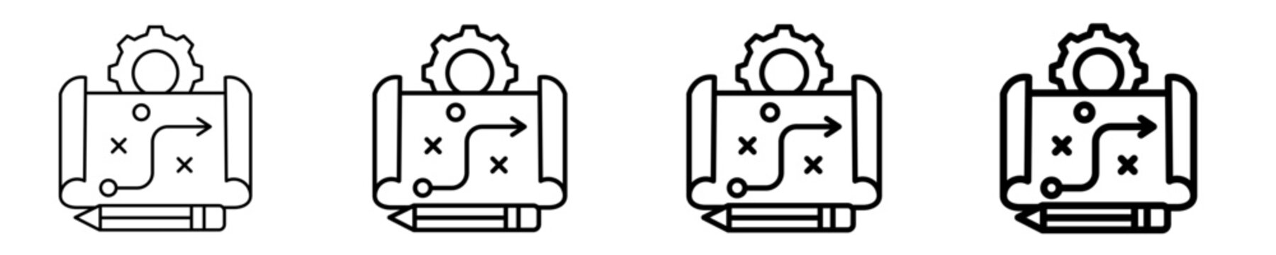 Strategy Map  Icon Set Different Style Collection