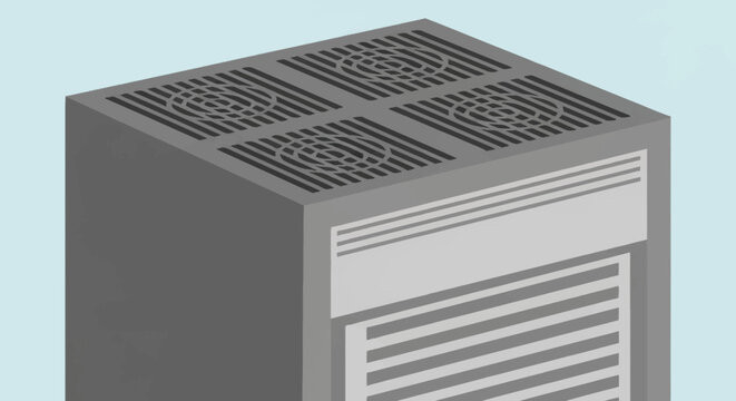 Illustration of a gray air conditioning unit.