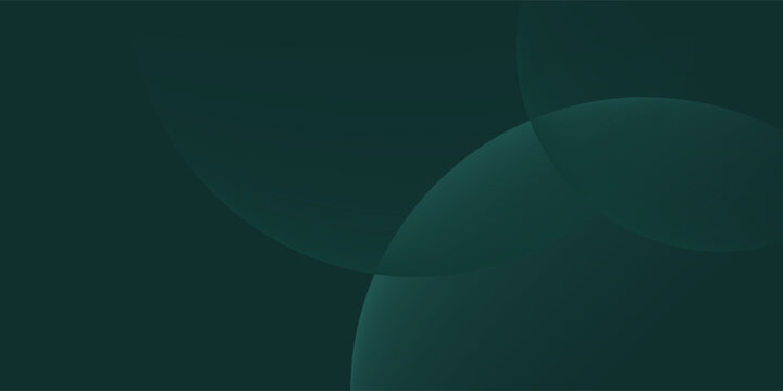 A dark green background with smooth, overlapping circles. The background is green with a gradient texture, creating a modern, abstract style. Minimal abstract circles vector gradient background
