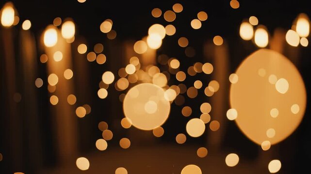 Soft golden orbs of light dance gently in a dimly lit alleyway, transforming the space into a whimsical realm. The interplay of light and shadow evokes feelings of magic and mystery.