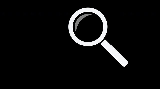 Glossy Magnifying Glass Search Icon Animation with Alpha Channel in 4K