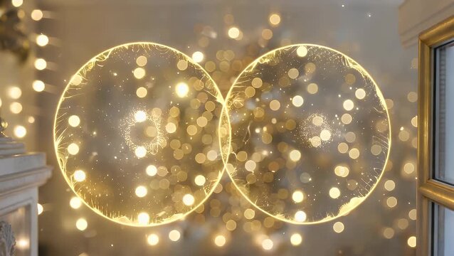 Festive Golden Illumination Background with Bokeh Light Overlay and Ample Copy Space for Design