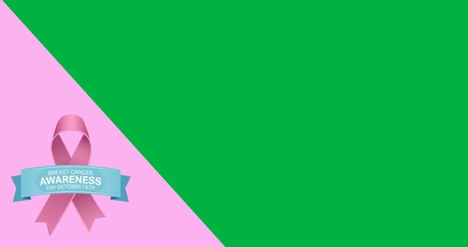 Breast cancer awareness text banners with pink ribbon icon over pink banner on black background