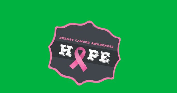 Breast cancer awareness hope text banner with pink ribbon icon against black background