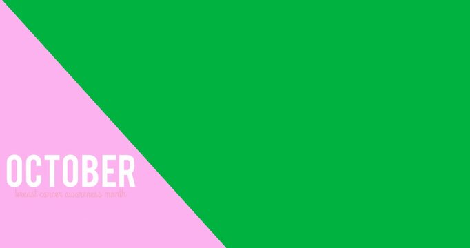 October breast cancer awareness month text over pink banner against black background