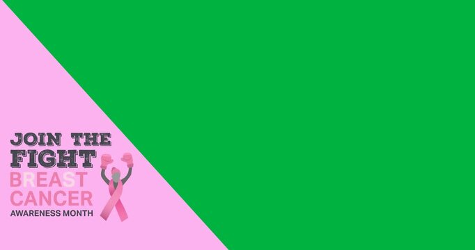 Join the fight text with female boxer icon over pink banner against black background