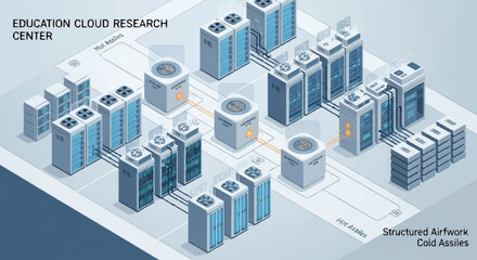 Obraz premium Education cloud research center data storage.