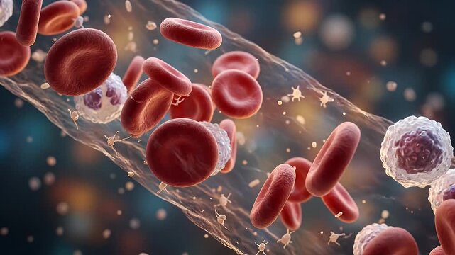 Red blood cell white blood cell blood vessel bloodstream immune system microbe infection anatomy medicine healthcare biology circulation plasma flow artery vein disease defense pathogen virus 3d