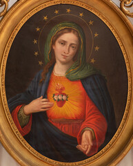 Vercelli -  The painting of Heart of Viegin Mary in church Cattedrale di San Eusebio by unknown artist from end of 19. cent. © Renáta Sedmáková