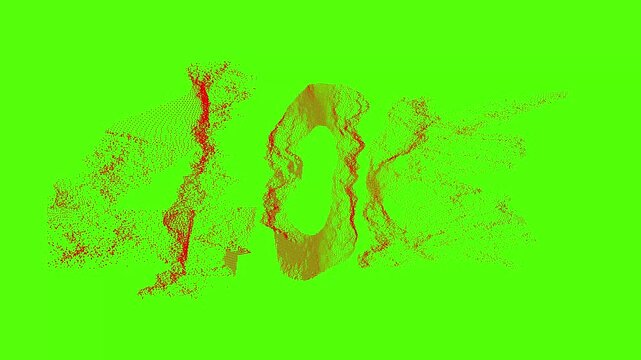 40K subscribers celebration dynamic particle text animation isolated on green screen background for chroma key compositing social media progress motion graphics