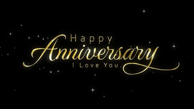 Gold Wedding Anniversary Typography Background with Elegant Celebration Text 4K