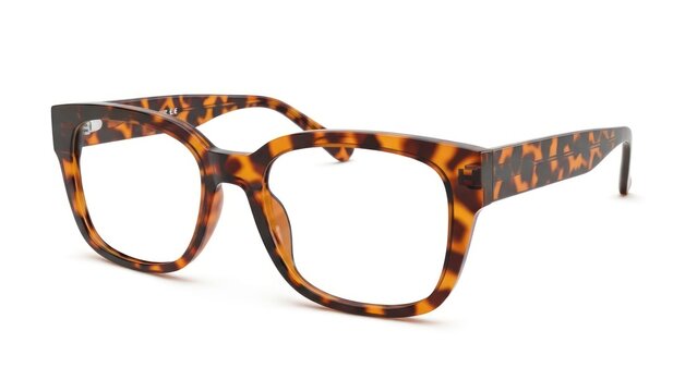 Tortoiseshell glasses on white background.