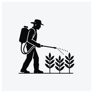 Man applying plant nutrients or pesticide with a back-mounted sprayer.