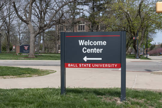 Ball State University Welcome Center. Ball State is a public research university whose logo includes the Beneficence.