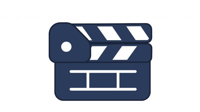 Blue Clapperboard Icon Animation Single Clap Alpha Channel 4K
