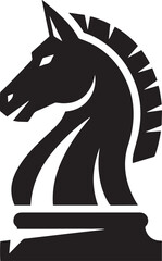 Fototapeta premium Black knight chess piece on in profile view