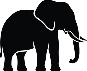 Obraz premium Silhouette of African elephant standing in profile view vector design