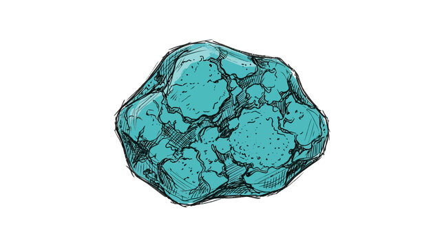 Vibrant Turquoise Gemstone on White Background