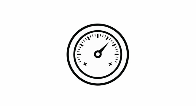 Black and white illustration of a circular gauge with needle
