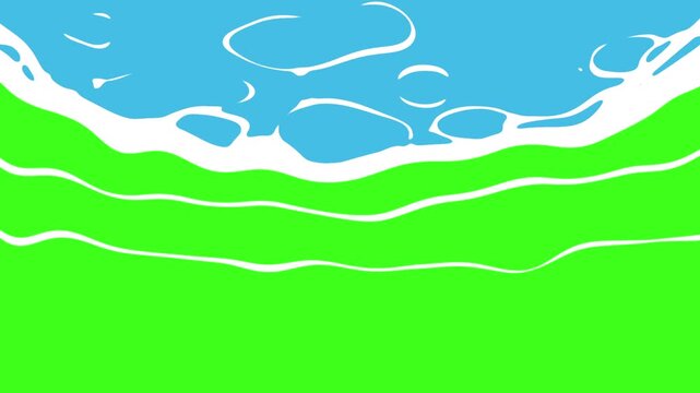 2d motion wave water transition animation video on green screen